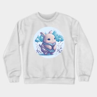 watercolor rabbit in snow sticker Crewneck Sweatshirt